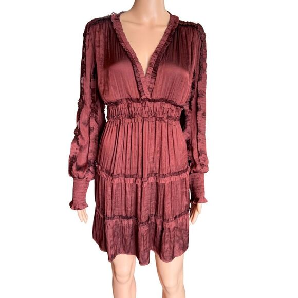 O.P.T. Tianna Ruffle Tiered Rust Mini Dress XL - Picture 2 of 8